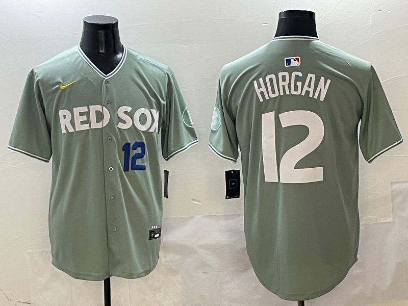 Men Boston Red Sox 12 Horgan Green Joint Name Nike 2025 MLB Jersey style 2